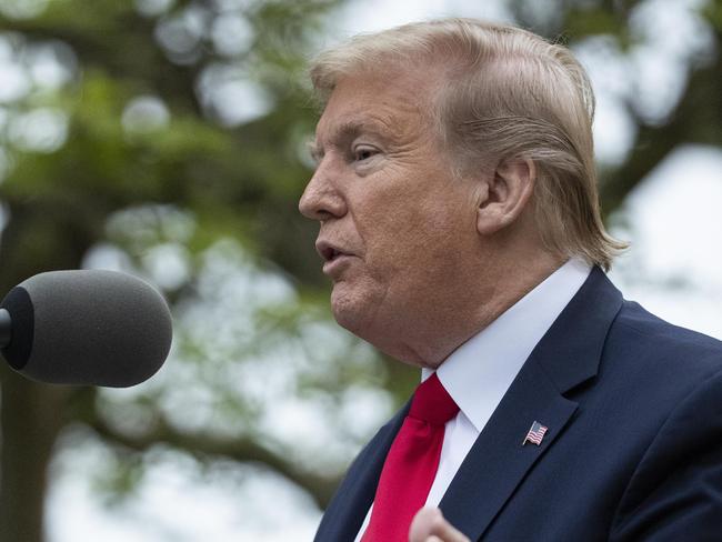 President Donald Trump speaks about the coronavirus in the Rose Garden of the White House.