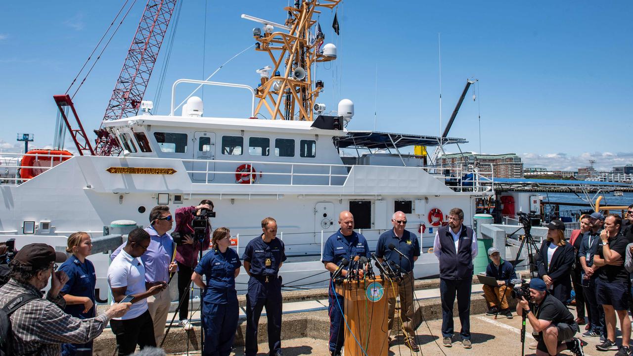 US Coast Guard captain Jamie Frederick speaks to reporters about the search efforts for the missing submersible. Picture: Joseph Prezioso / AFP