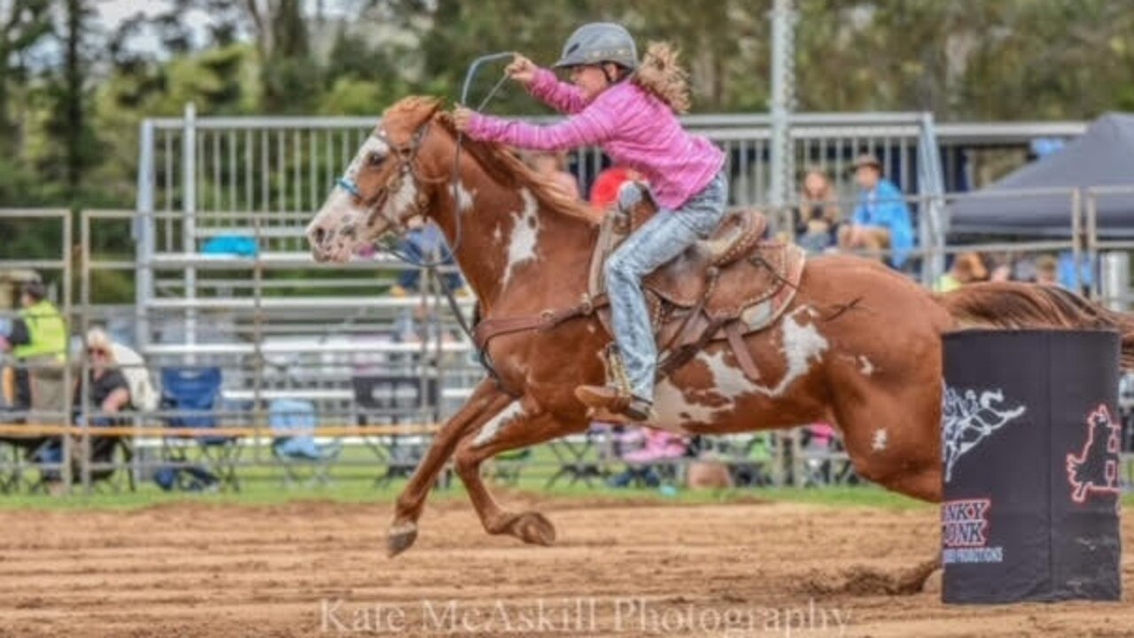 2023 NRA Junior Rodeo Princes, Charlotte "Charli" Holloway, 11, competes in barrel racing. PHOTO: Supplied