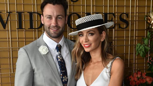 Jimmy and Nadia Bartel on Caulfield Cup Day 2016. Picture: AAP