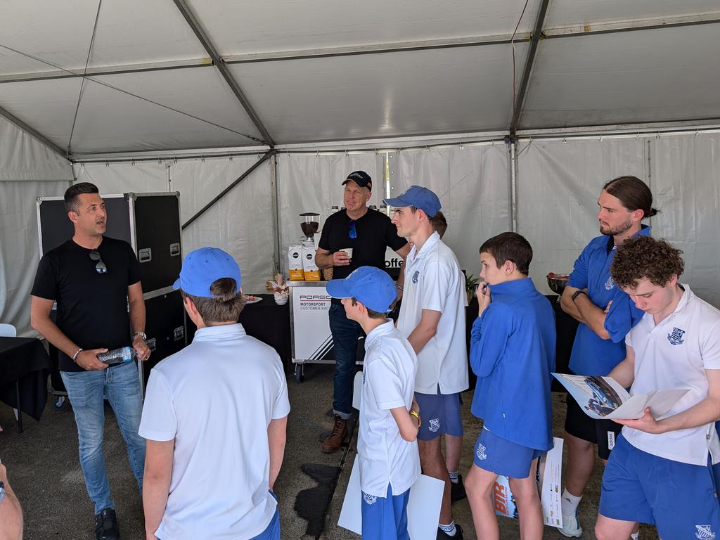 Ben Taylor and Fabian Coulthard talk to students Student from the Riverview Inclusion Program. Picture: supplied