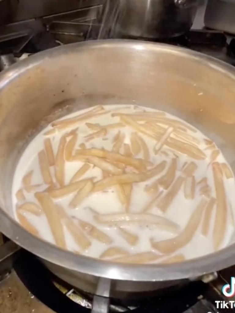 The fries were simmered and then pureed. Picture: TikTok/@danny.kim.