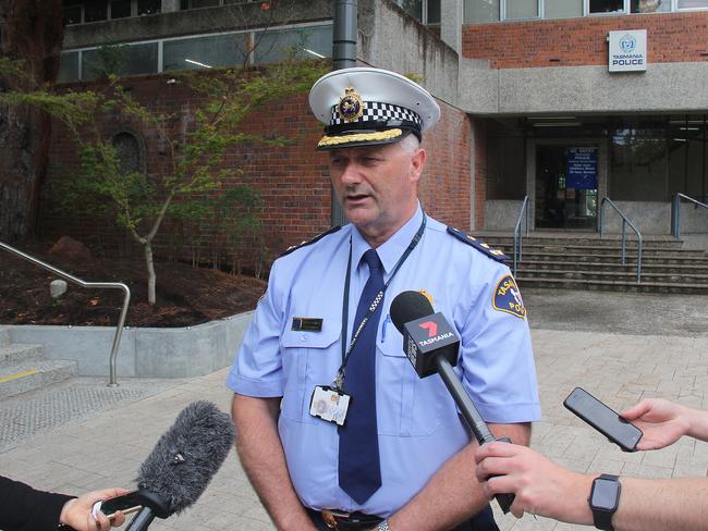 Commander Brett Smith commended the police officers who stormed the house to bring the siege to an end and thanked residents for their patience.  Picture: BRUCE MOUNSTER