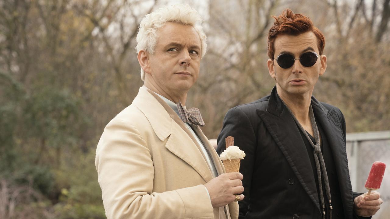 Michael Sheen and David Tennant in a scene from the TV series Good Omens. Picture: Amazon Prime Video