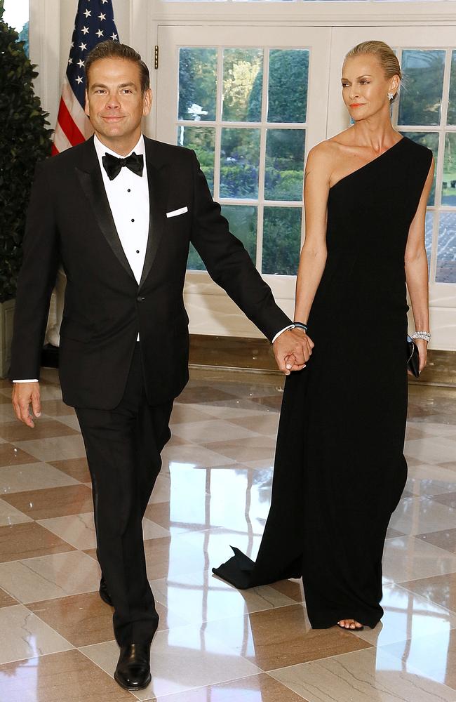 Lachlan Murdoch and Sarah Murdoch arrive for the State Dinner at The White House honoring Australian PM Scott Morrison. Picture: Getty