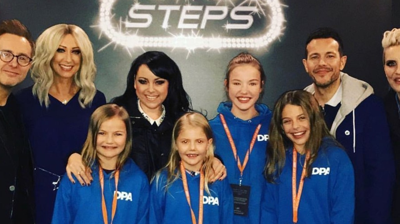 Lisa Scott-Lee alongside her bandmates and pupils at her performing arts school in Dubai. Picture: Dubai Performing Arts Instagram