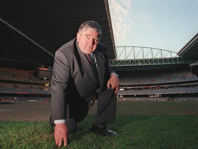 Bill Casimaty with his product at Colonial Stadium in Melbourne in 2000.