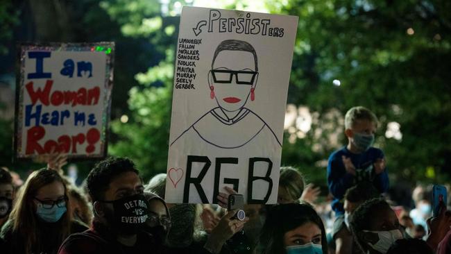 Supporters of Justice Ginsburg gather outside the US Supreme Court. Pictuer: AFP