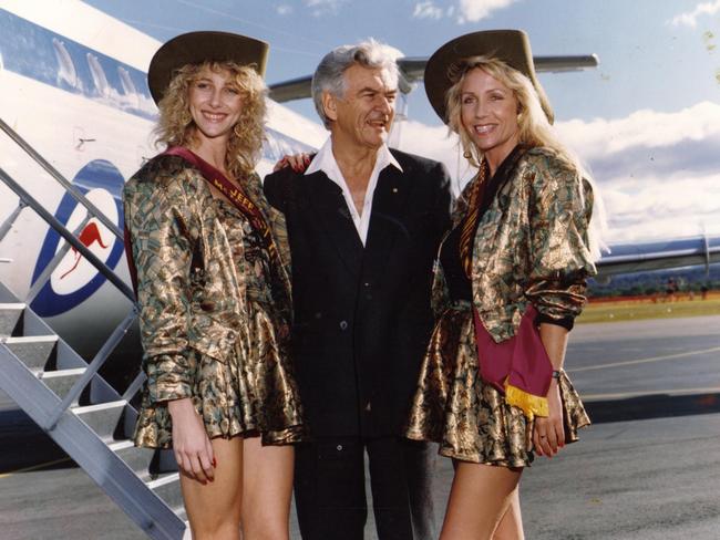 Roberta Aitchison (right) and her fellow meter maids famously met then prime minister Bob Hawke at the Gold Coast airport when he visited in the late 1980s.