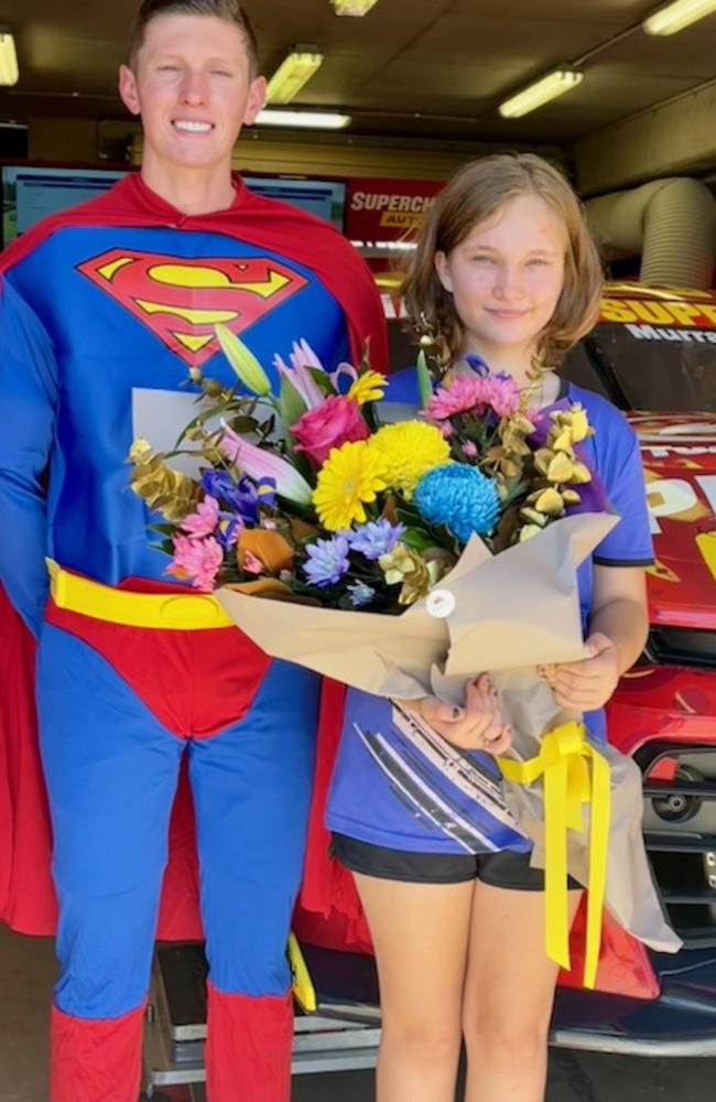 Heart Kid Lilly Luchich designed the artwork for Supercheap Auto’s 888 Chevrolet Camaro Supercar to be driven in the Darwin round by Cooper Murray.