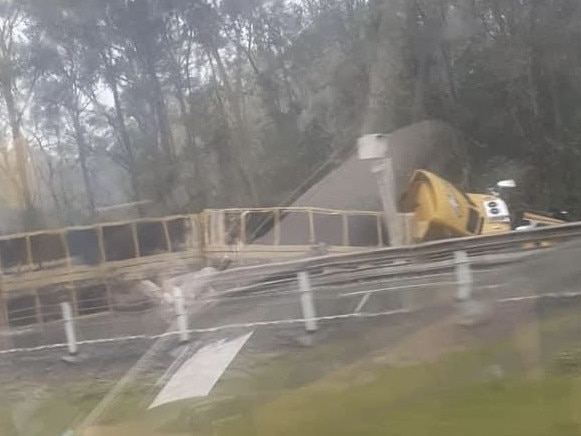 The two truck collision on the Warrego Highway at Muirlea. Picture: Supplied