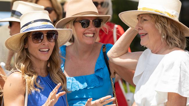 Elsa Pataky (left) and Katie Page (right), at the Magic Millions showjumping and polo on Sunday, January 8, 2023, at Doug Jennings Park (Gold Coast Bulletin, Pulse candids). Picture: Celeste Humphrey