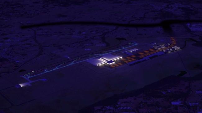 How the city’s second airport would look at night.