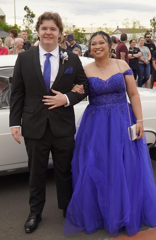 Jamacia Evangelista and Nathan Hartley arriving at the 2023 Kingaroy State High School formal.