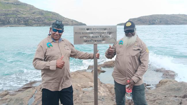 Pajinka traditional owners Michael Solomon and Thomas Savage at the Tip. Picture: Supplied