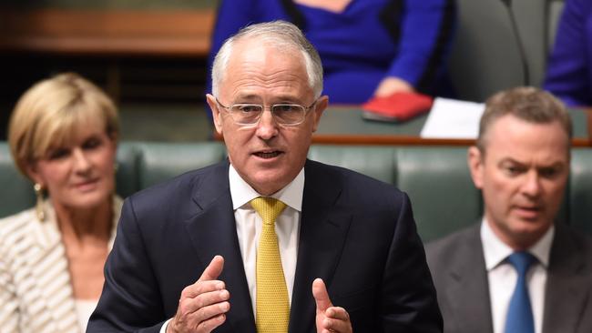 Australian Prime Minister Malcolm Turnbull speaks during House of Representatives Question Time at Parliament House in Canberra, Wednesday, Feb. 10, 2016. (AAP Image/Lukas Coch) NO ARCHIVING