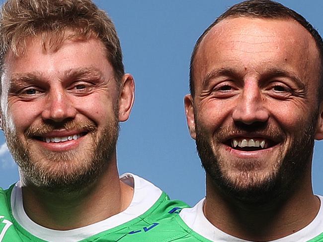 HOLD DO NOT USE WITHOUT PERMISSION FROM JAMES SILVER DAILY TELEGRAPH SPORTS EDITOR -Canberra Raiders Ryan Sutton, Elliott Whitehead, Josh Hodgson, and John Bateman pose for a portrait at Raiders headquarters in Canberra. Picture: Brett Costello