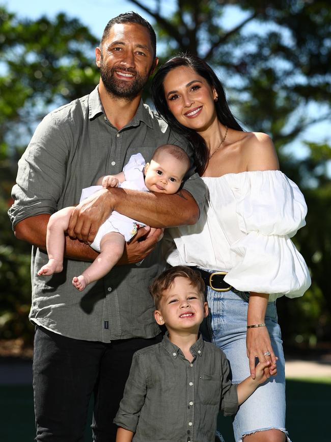 Benji and Zoe Marshall with their kids Fox and Ever in 2021. Picture: Chris Hyde/Getty