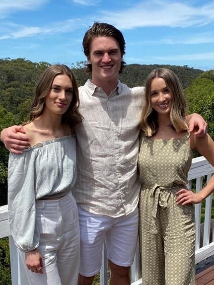 Nick Lowden with sisters Cailin and Chelsey. Picture: Supplied by family