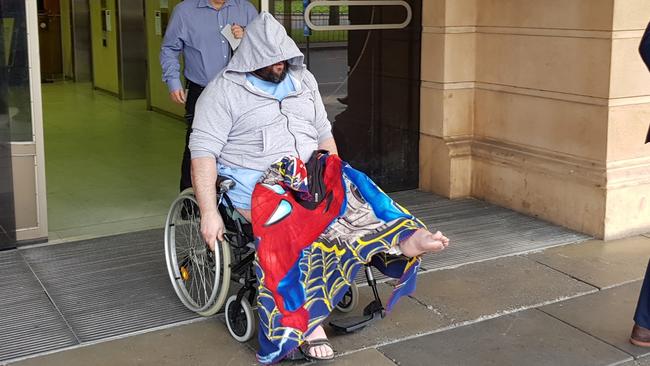 Theo Papadopoulos outside the District Court, where he read his victim impact statement regarding being shot and permanently disabled by William Cowling at West Beach in February last year. Picture: Sean Fewster