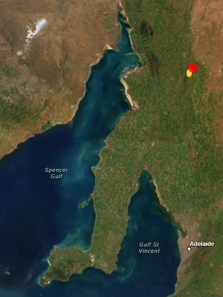 The epicentre of the May 1 earthquake near Jamestown. Picture: earthquakes.ga.gov.au