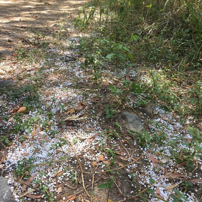 A vacuum was needed to suck up dumped bean bag beans at the Bohle River. Picture: Supplied.