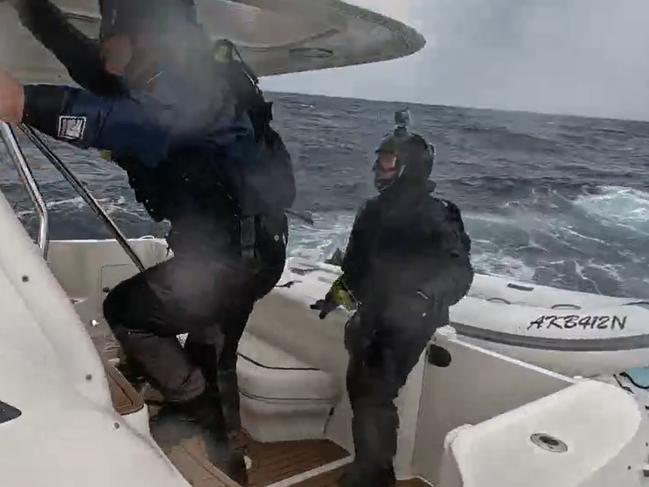 Police securing the boat. Picture: NSW Police