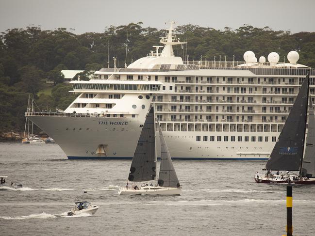 The private floating apartment ship The World in Sydney Harbour on Saturday.