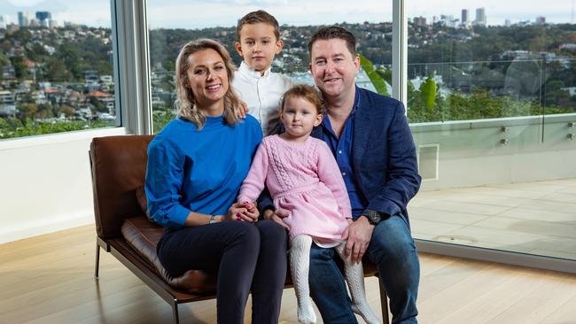 James Spenceley with his wife Viktoriia and two children Roma and Siena photographed in 2018. Picture: AAP Image / Julian Andrews