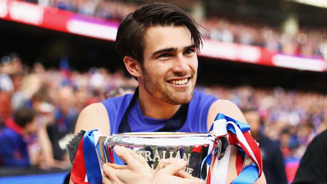 Easton Wood is all smiles with the premiership cup in 2016 — 2017 did not go well. Picture: Getty Images