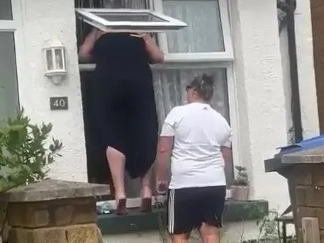 Lisa had no other option but to break into her house after locking her keys inside. Picture: Twitter