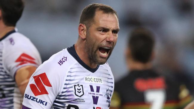 Cameron Smith had a hilarious response after a retiring NRL referee spilt the beans on the former Storm forward’s on-field antics. Picture: Brett Costello