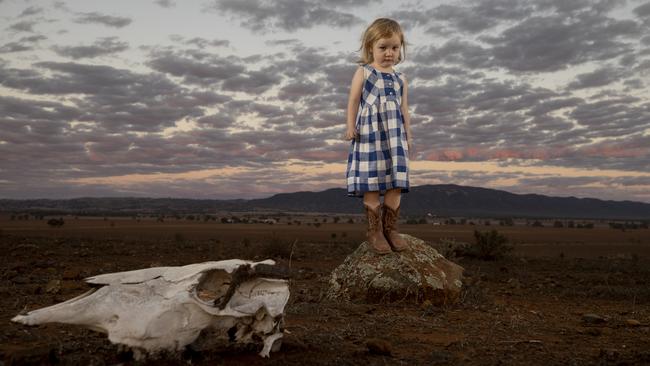 Lucy Walter next to her “dinosaur skull”. Picture: Brett Hartwig