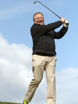 Hitchener at Green Acres Golf Club in Kew East. “I love it but I’m no good at it and probably never will be.” Picture: Andy Brownbill)