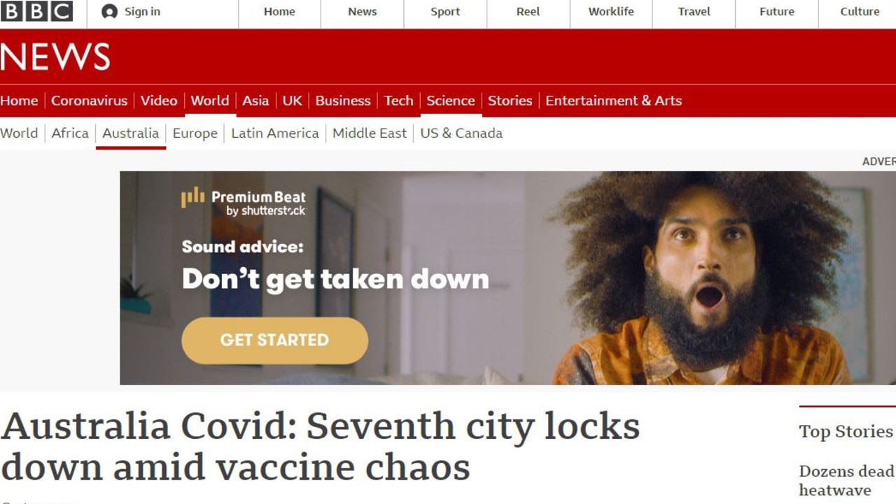 How the BBC reported news of Australia’s vaccine rollout.