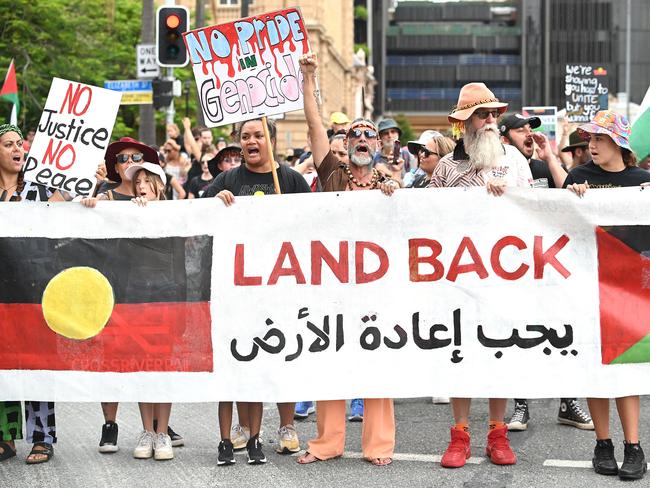 An Invasion Day march in Brisbane in January 2024. Picture: NCA NewsWIRE / John Gass