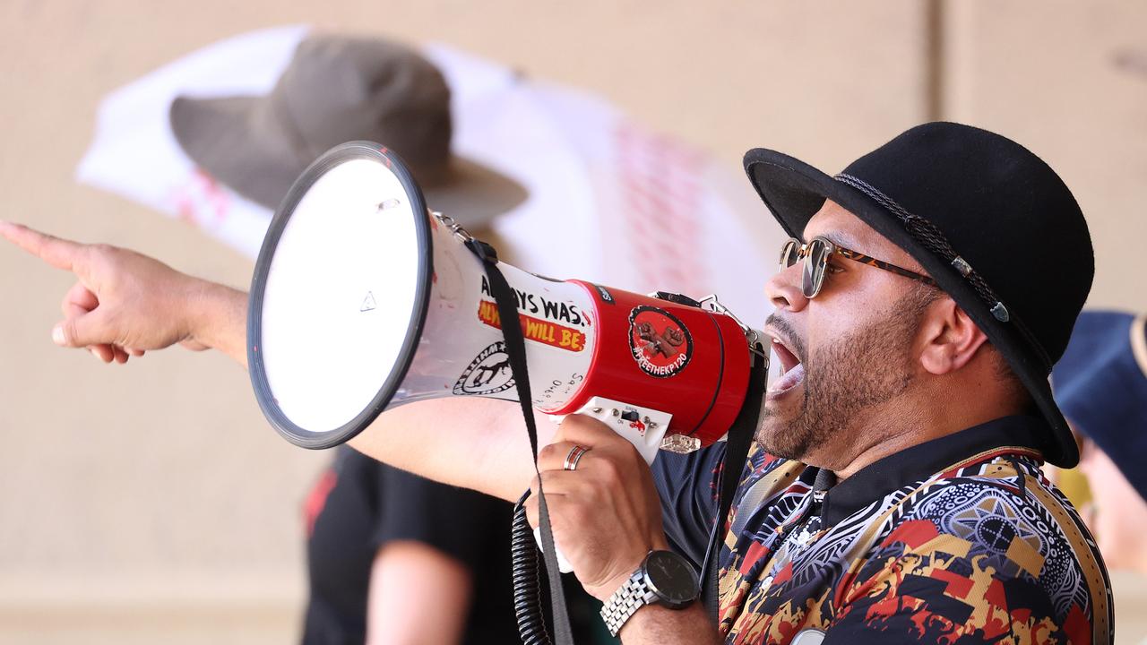 Australia Day protest march, Brisbane. Picture: Liam Kidston