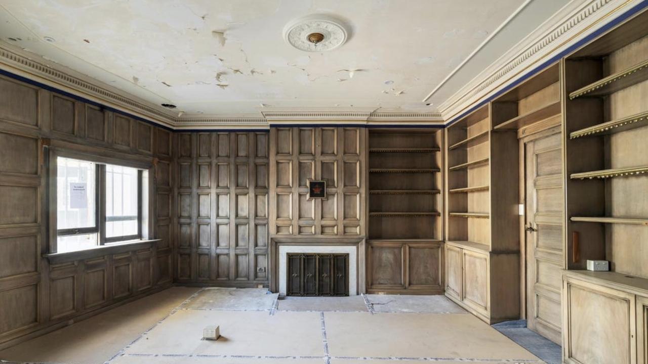 The mansion has been vacant for some years, with half-renovated rooms throughout.