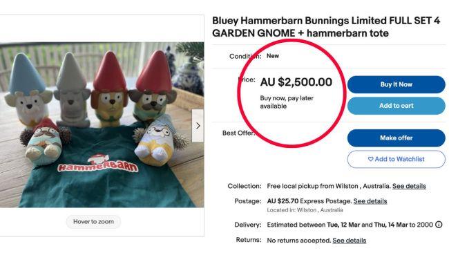 The whole range of gnomes are going for ridiculous prices online. Image: eBay