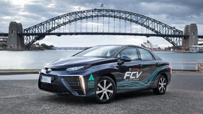 Toyota has had five Mirai sedans for local testing since 2016 but they must have a truck with an on-board refueller in tow. Picture: Supplied.