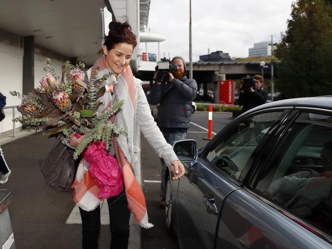 Melbourne Cup-winning jockey Michelle Payne is discharged from The Alfred Hospital. Picture: Alex Coppel