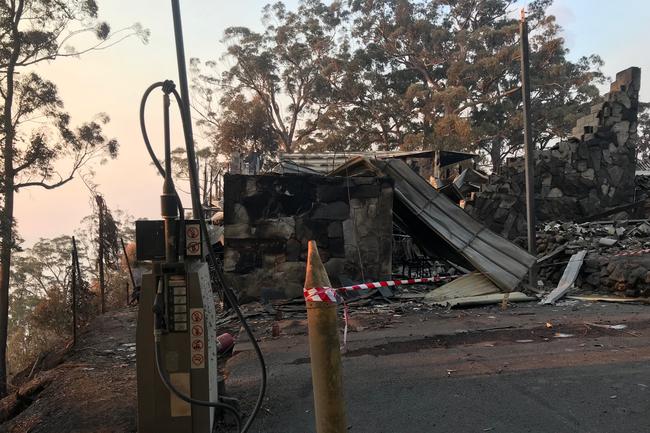 The ruins of Binna Burra Lodge after Bushfires destroyed the historic retreat. Picture: Kirstin Payne