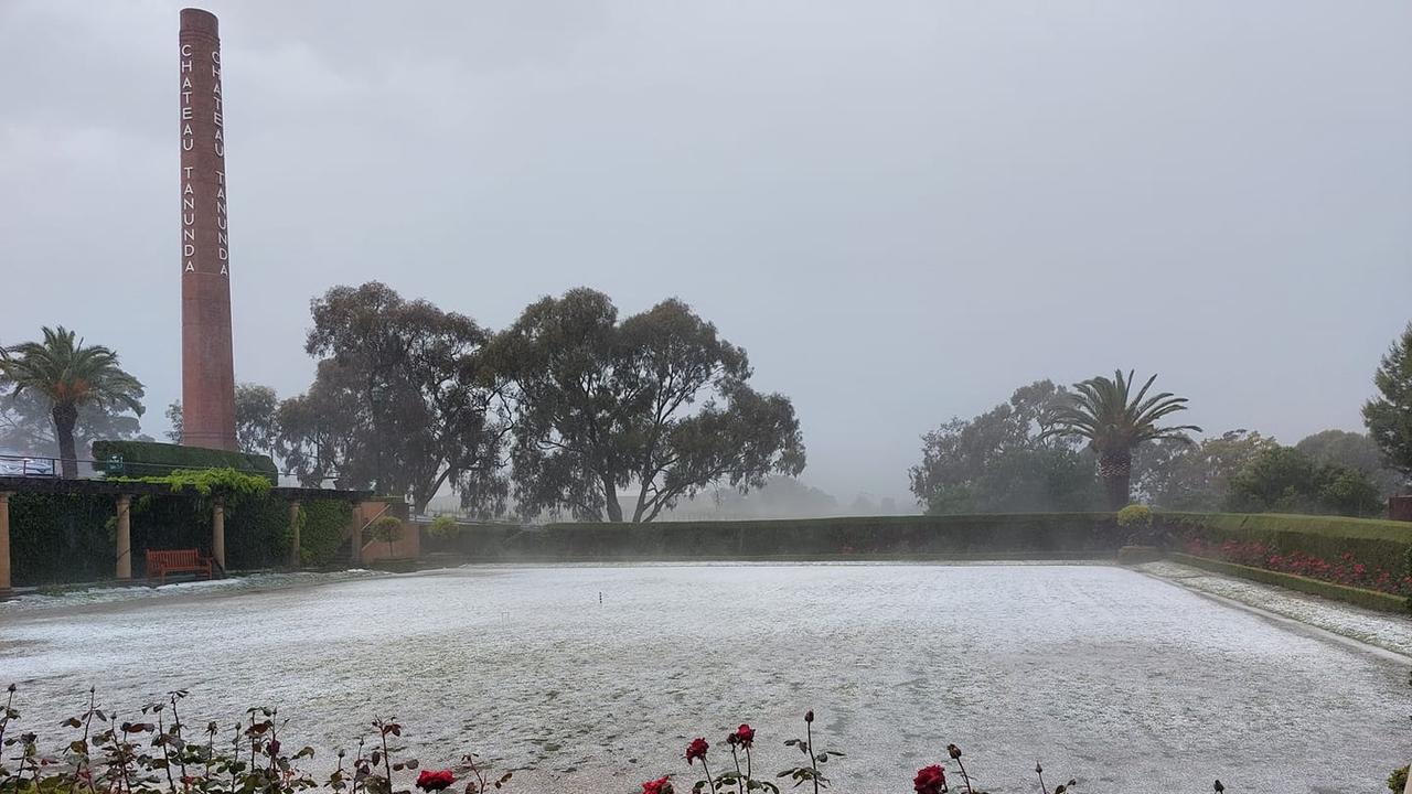 Hail at Chateau Tanunda. Picture: Paula Warburton