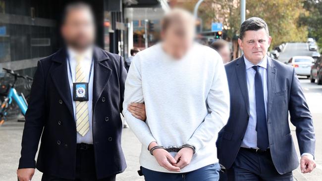 Mark Chikarovski, son of former Liberal leader Kerry Chikarovski, is arrested as part of an investigation into drug supply on the dark web. Picture: NSW Police