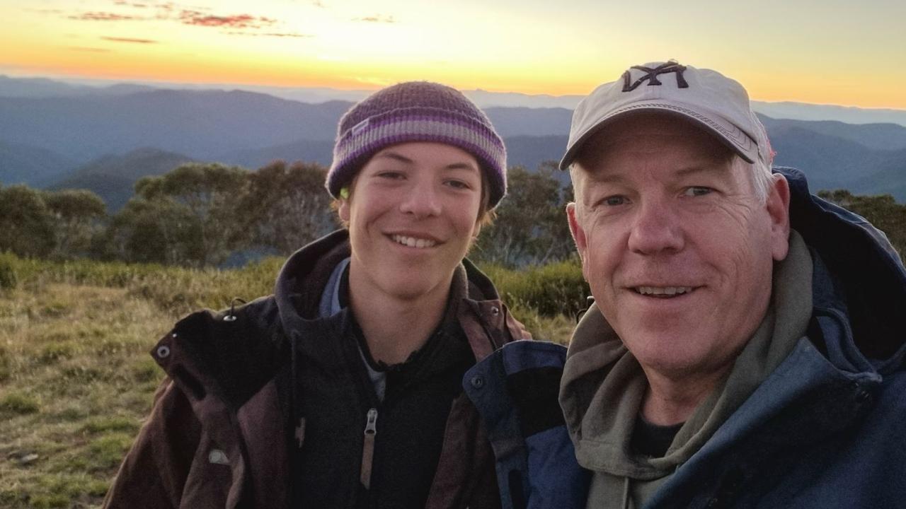 Charlie Stevens with his dad, Police Commissioner Grant Stevens. Picture: Supplied