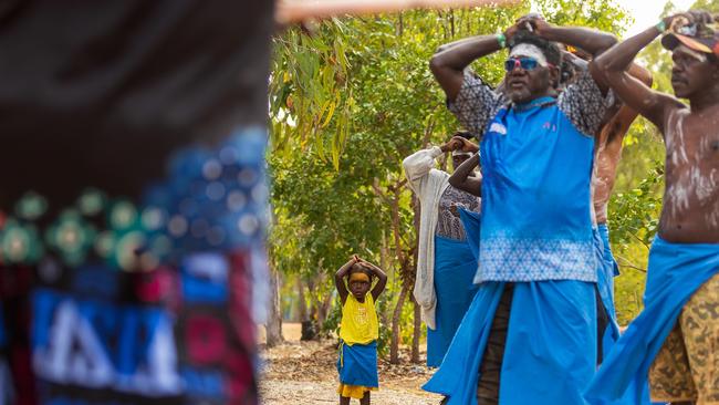 The Manggalili community performs during the opening ceremony of the Garma Festival at Gulkula. Picture: Tamati Smith/ Getty Images)