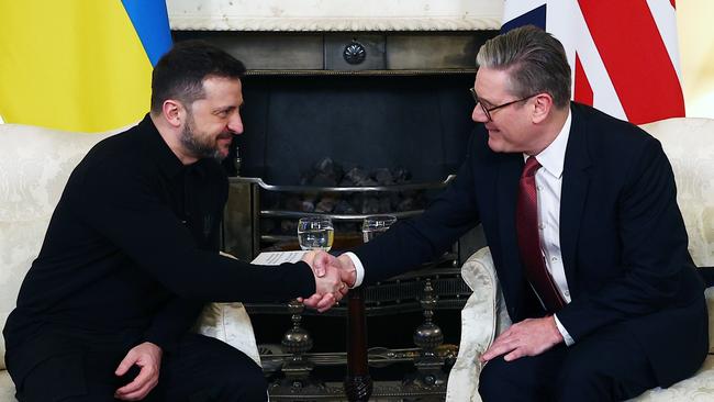 The relaxed body language between Mr Zelensky and Sir Keir was diametrically different to when the Ukrainian leader met Donald Trump. Picture: Getty