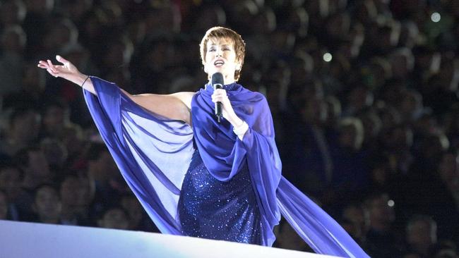 Julie Anthony sings Advance Australia Fair during the opening ceremony of the Sydney Olympics.