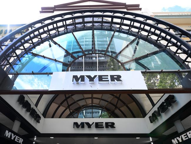 BRISBANE, AUSTRALIA - NewsWire Photos - NOVEMBER 4, 2021. The entrance to a Myer store in Queens Street mall in Brisbane. The company holds its AGM today, with its major shareholder, Solomon Lew's Premier Investments, recently becoming hostile and angry with its performance.Picture: NCA NewsWire / Dan Peled