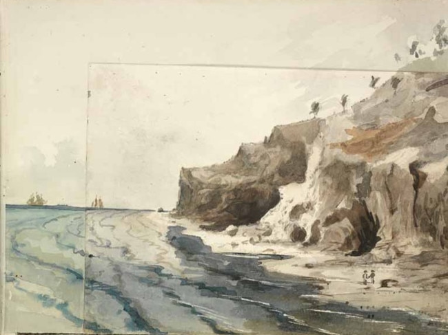 A coastal watercolour by W.A. Cawthorne